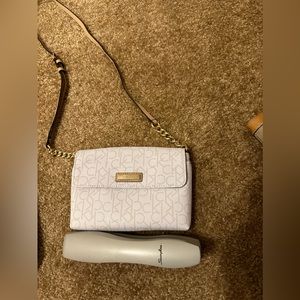 Calvin Klein new without tags small white bag with brown & gold.
